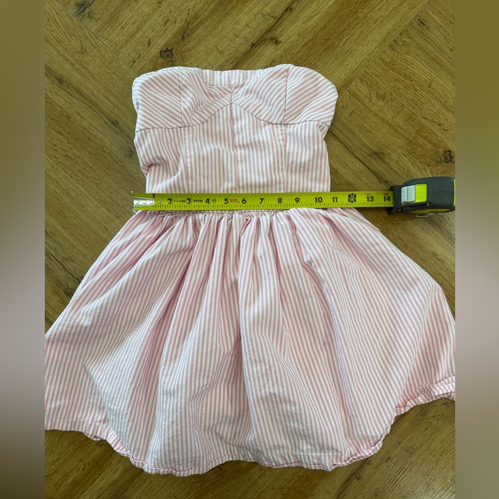 Vintage Abercrombie & Fitch Pink Stripe Strapless Dress S Y2K Coquette Preppy - Picture 9 of 10